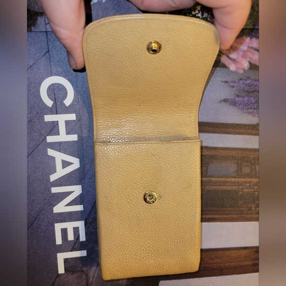 Chanel Cigarette Case Caviar Skin Beige CC - Picture 3 of 8